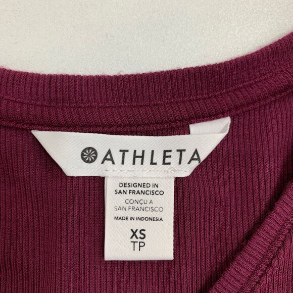 Athleta Well Rested Rib Sleep Tank Top Womens XS Extra Small Burgundy Breathable - Picture 7 of 13